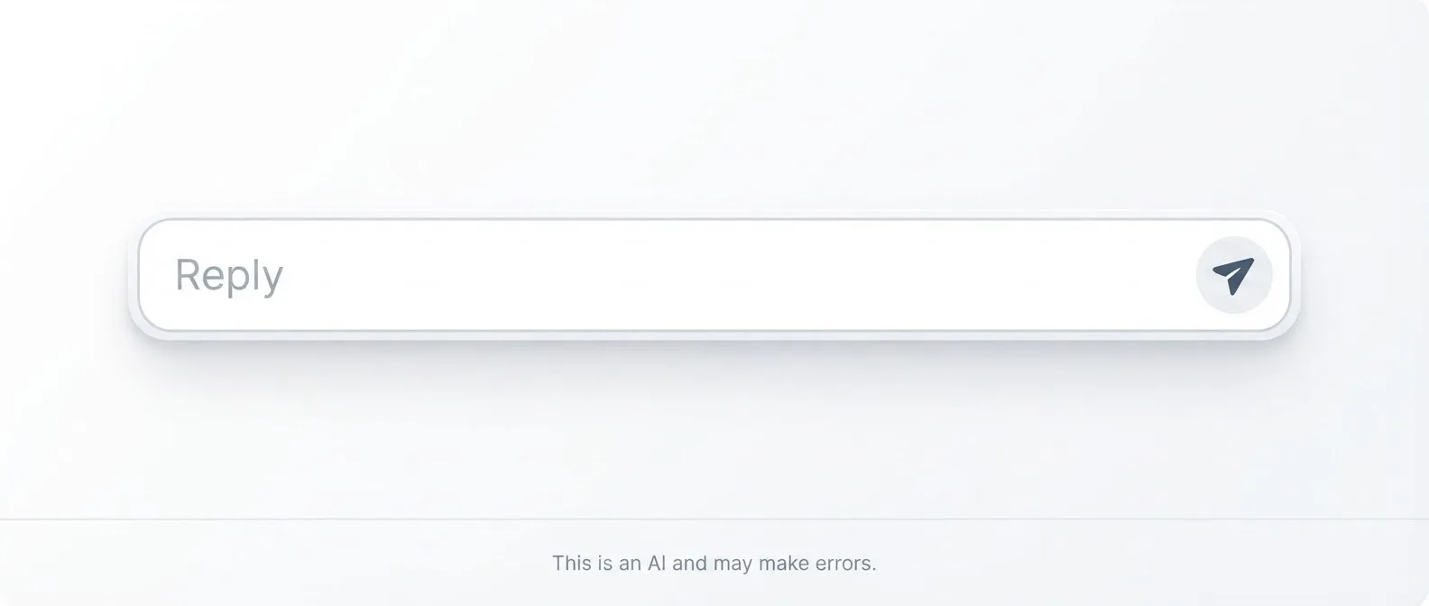 An AI assistant input field, with the notice: this AI may make errors